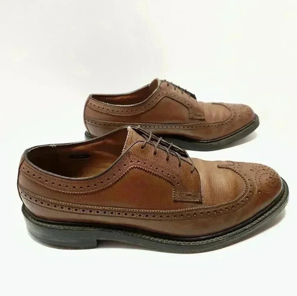 Florsheim Imperial Mens Wingtip Shoes Size 9 D 5 Nail V Cleat Vintage - Picture 5 of 9
